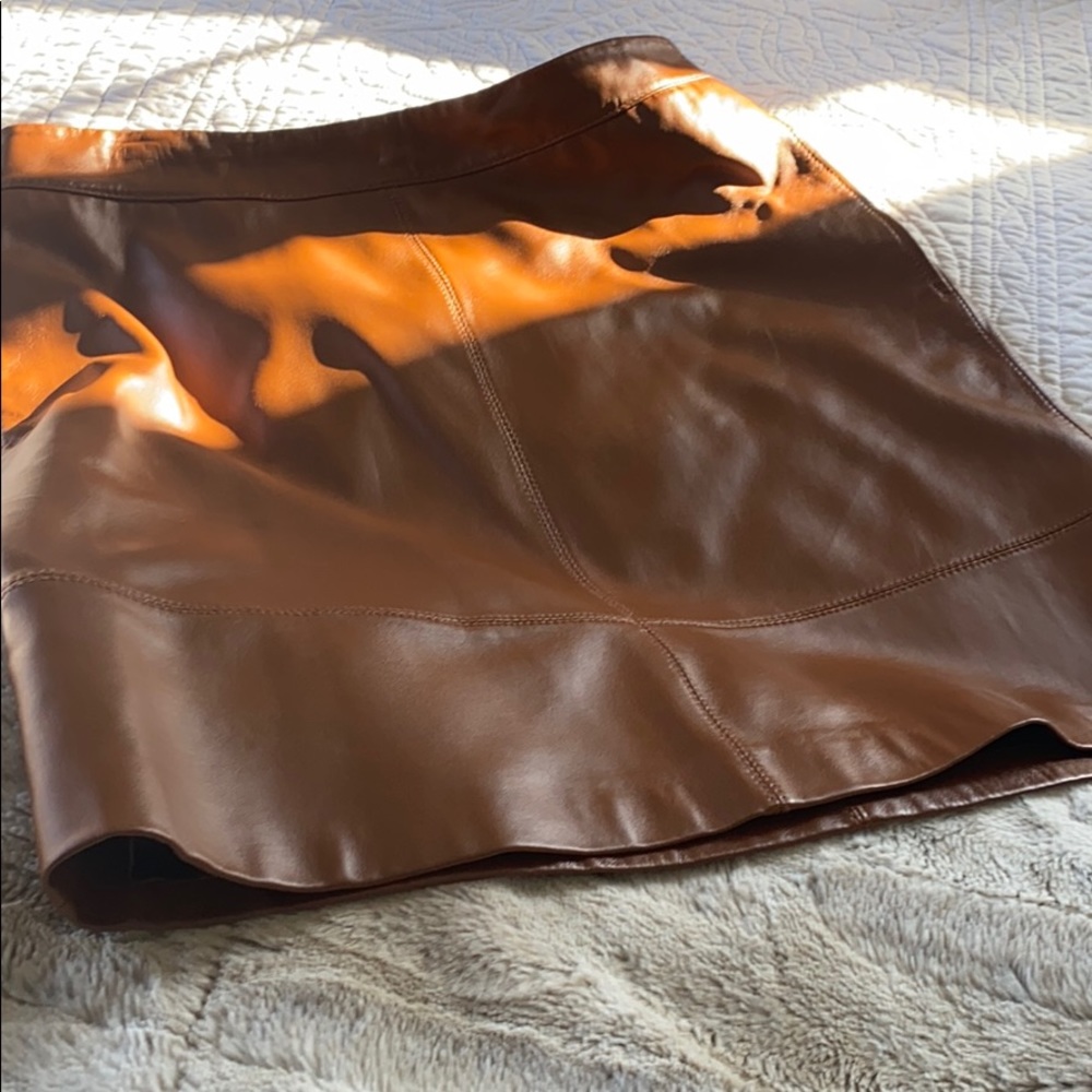Cognac butter soft leather skirt Lord&Taylor